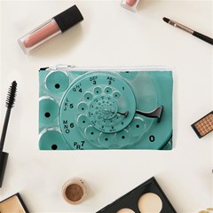 Retro Vintage Turquoise Rotary Dial Spiral Droste Cosmetic Bag (XS) from ArtsNow.com Front