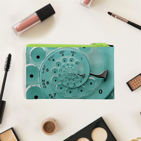 Retro Vintage Turquoise Rotary Dial Spiral Droste Cosmetic Bag (XS) from ArtsNow.com Back