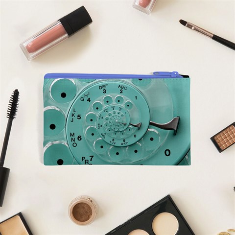 Retro Vintage Turquoise Rotary Dial Spiral Droste Cosmetic Bag (XS) from ArtsNow.com Back