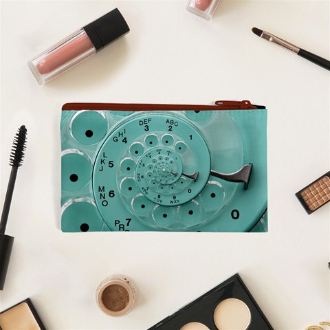 Retro Vintage Turquoise Rotary Dial Spiral Droste Cosmetic Bag (XS) from ArtsNow.com Back