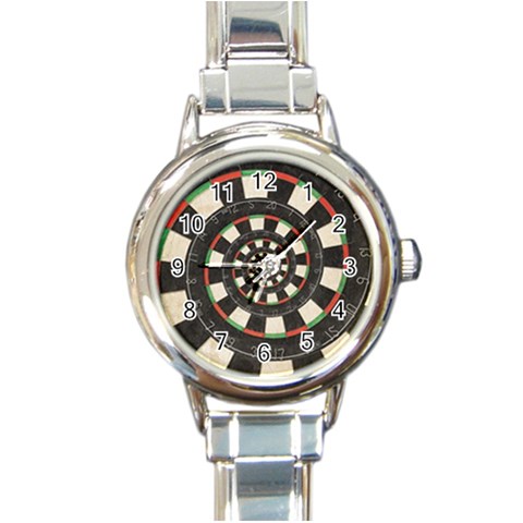 Spiral Dart Board Droste Effect  Round Italian Charm Watch from ArtsNow.com Front