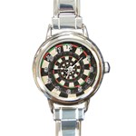 Spiral Dart Board Droste Effect  Round Italian Charm Watch