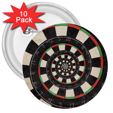 Spiral Dart Board Droste Effect  3  Button (10 pack) from ArtsNow.com Front