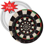 Spiral Dart Board Droste Effect  3  Button (10 pack)