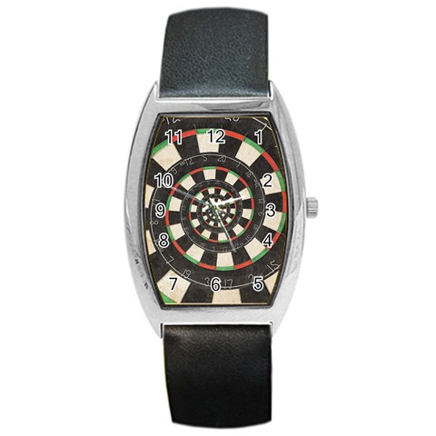 Spiral Dart Board Droste Effect  Barrel Style Metal Watch from ArtsNow.com Front