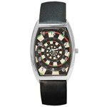 Spiral Dart Board Droste Effect  Barrel Style Metal Watch