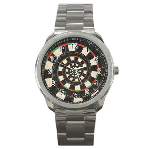 Spiral Dart Board Droste Effect  Sport Metal Watch from ArtsNow.com Front