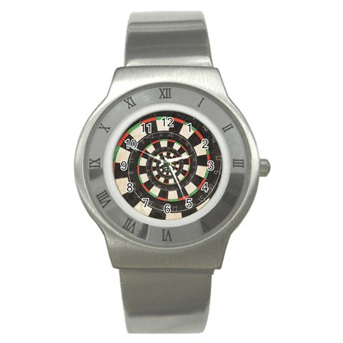 Spiral Dart Board Droste Effect  Stainless Steel Watch from ArtsNow.com Front