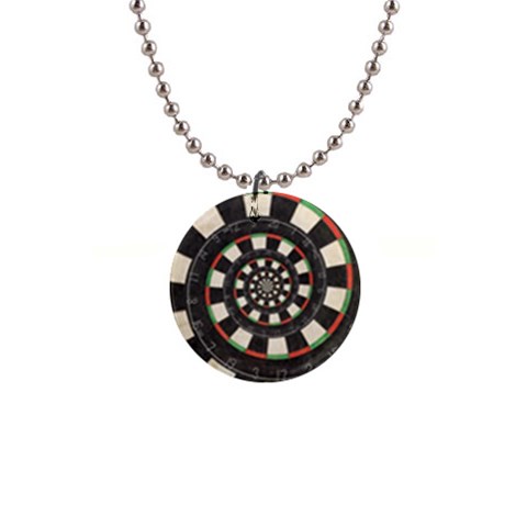 Spiral Dart Board Droste Effect  1  Button Necklace from ArtsNow.com Front