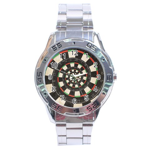 Spiral Dart Board Droste Effect  Stainless Steel Analogue Watch from ArtsNow.com Front