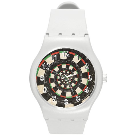 Spiral Dart Board Droste Effect  Round Plastic Sport Watch (M) from ArtsNow.com Front