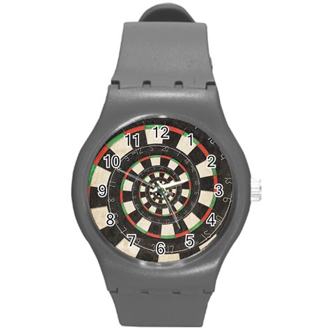 Spiral Dart Board Droste Effect  Round Plastic Sport Watch (M) from ArtsNow.com Front