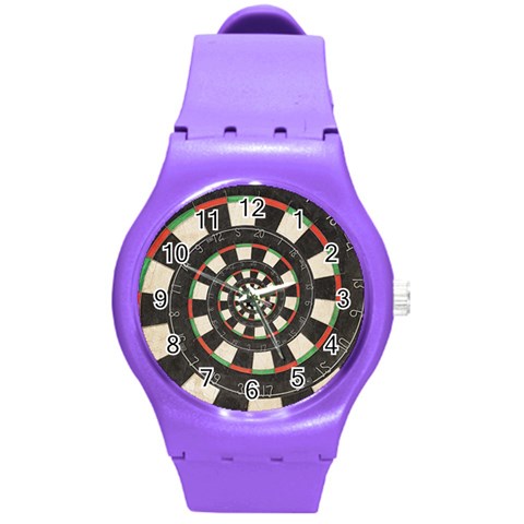 Spiral Dart Board Droste Effect  Round Plastic Sport Watch (M) from ArtsNow.com Front