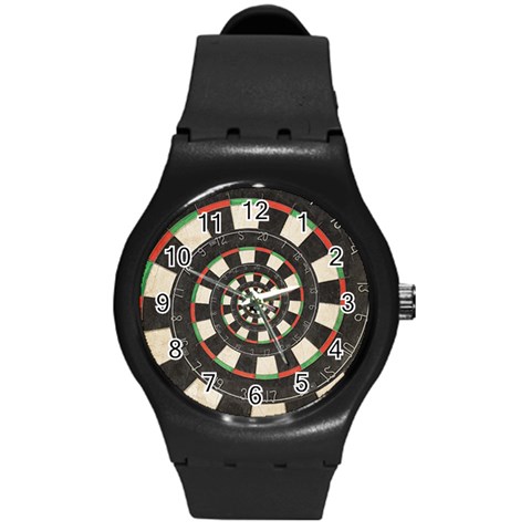 Spiral Dart Board Droste Effect  Round Plastic Sport Watch (M) from ArtsNow.com Front