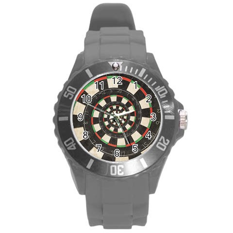 Spiral Dart Board Droste Effect  Round Plastic Sport Watch (L) from ArtsNow.com Front