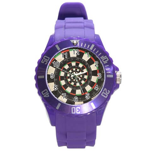 Spiral Dart Board Droste Effect  Round Plastic Sport Watch (L) from ArtsNow.com Front