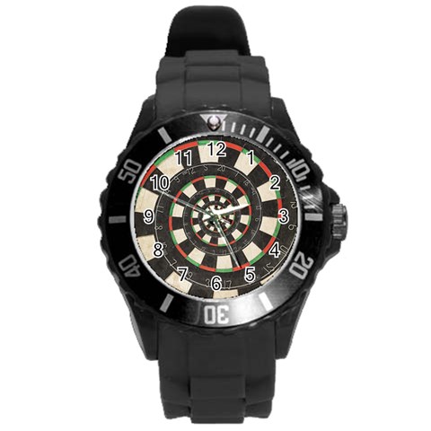 Spiral Dart Board Droste Effect  Round Plastic Sport Watch (L) from ArtsNow.com Front