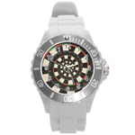 Spiral Dart Board Droste Effect  Round Plastic Sport Watch (L)