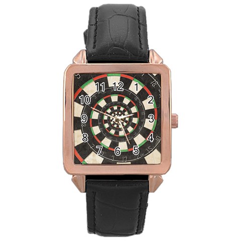 Spiral Dart Board Droste Effect  Rose Gold Leather Watch  from ArtsNow.com Front