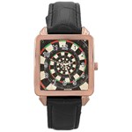 Spiral Dart Board Droste Effect  Rose Gold Leather Watch 