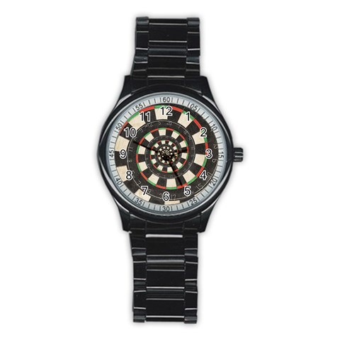 Spiral Dart Board Droste Effect  Stainless Steel Round Watch from ArtsNow.com Front