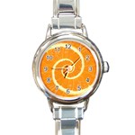 Spiral Citrus Orange Droste  Round Italian Charm Watch