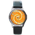 Spiral Citrus Orange Droste  Round Metal Watch