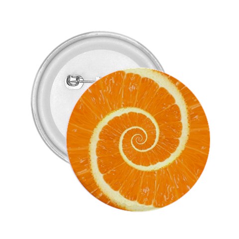 Spiral Citrus Orange Droste  2.25  Button from ArtsNow.com Front