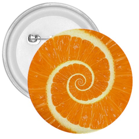 Spiral Citrus Orange Droste  3  Button from ArtsNow.com Front