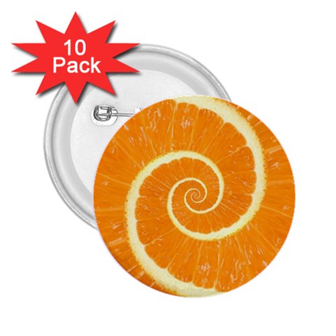 Spiral Citrus Orange Droste  2.25  Button (10 pack) from ArtsNow.com Front