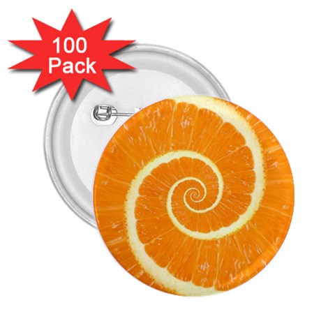 Spiral Citrus Orange Droste  2.25  Button (100 pack) from ArtsNow.com Front