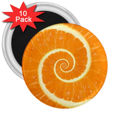 Spiral Citrus Orange Droste  3  Magnet (10 pack) from ArtsNow.com Front