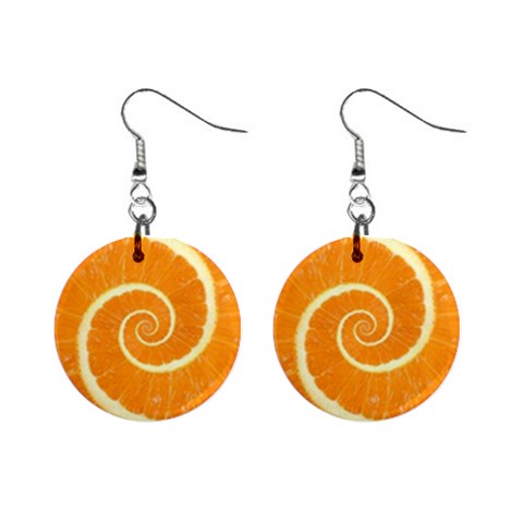 Spiral Citrus Orange Droste  1  Button Earrings from ArtsNow.com Front