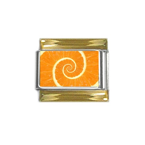 Spiral Citrus Orange Droste  Gold Trim Italian Charm (9mm) from ArtsNow.com Front