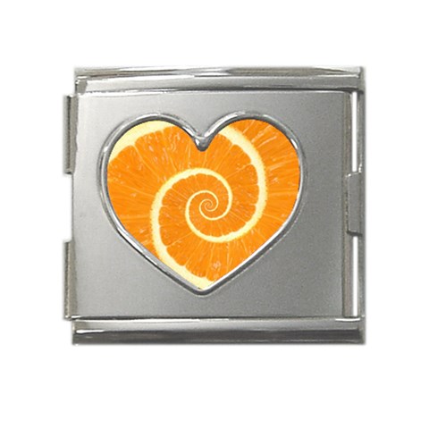 Spiral Citrus Orange Droste  Mega Link Heart Italian Charm (18mm) from ArtsNow.com Front