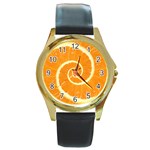 Spiral Citrus Orange Droste  Round Gold Metal Watch