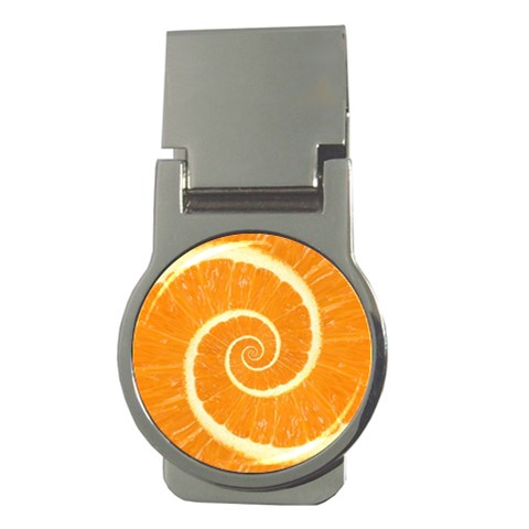 Spiral Citrus Orange Droste  Money Clip (Round) from ArtsNow.com Front