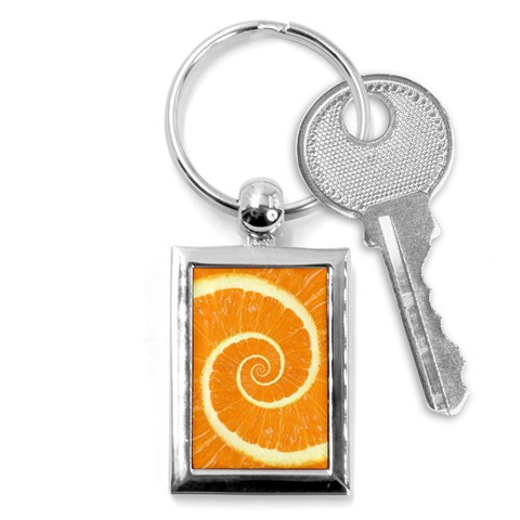 Spiral Citrus Orange Droste  Key Chain (Rectangle) from ArtsNow.com Front