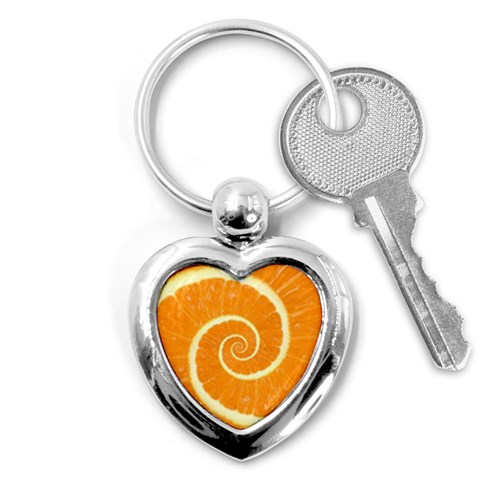 Spiral Citrus Orange Droste  Key Chain (Heart) from ArtsNow.com Front