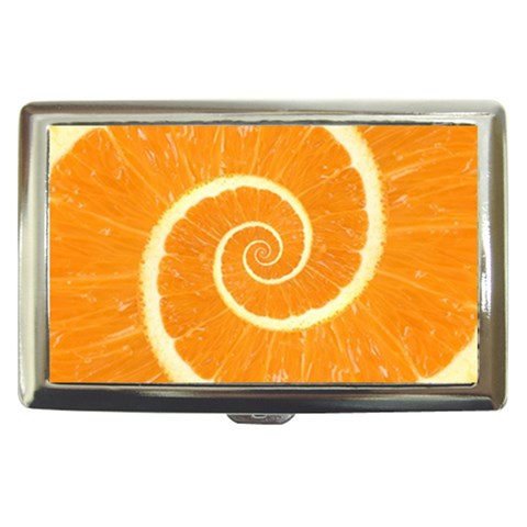 Spiral Citrus Orange Droste  Cigarette Money Case from ArtsNow.com Front