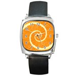 Spiral Citrus Orange Droste  Square Metal Watch