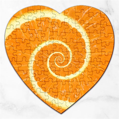 Spiral Citrus Orange Droste  Jigsaw Puzzle (Heart) from ArtsNow.com Front