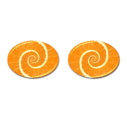 Spiral Citrus Orange Droste  Cufflinks (Oval) from ArtsNow.com Front(Pair)