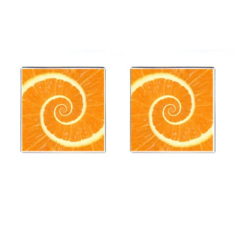 Spiral Citrus Orange Droste  Cufflinks (Square) from ArtsNow.com Front(Pair)