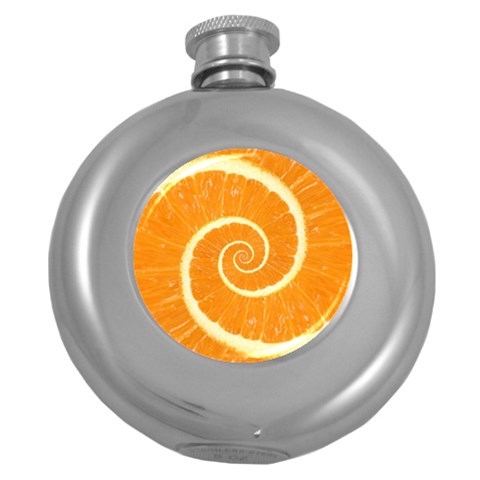 Spiral Citrus Orange Droste  Hip Flask (5 oz) from ArtsNow.com Front