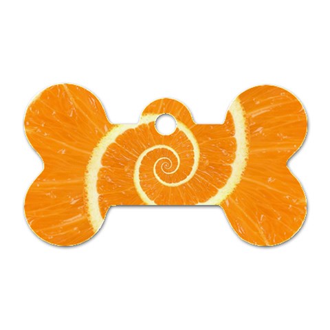 Spiral Citrus Orange Droste  Dog Tag Bone (One Side) from ArtsNow.com Front