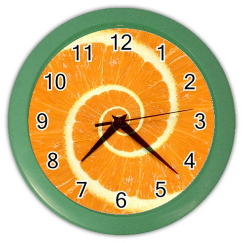 Spiral Citrus Orange Droste  Color Wall Clock from ArtsNow.com Front