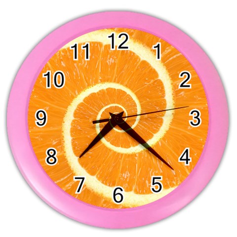 Spiral Citrus Orange Droste  Color Wall Clock from ArtsNow.com Front