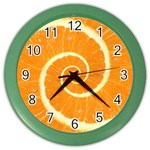 Spiral Citrus Orange Droste  Color Wall Clock