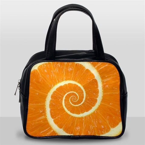 Spiral Citrus Orange Droste  Classic Handbag (One Side) from ArtsNow.com Front